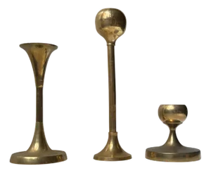 Scandinavian Brass Candlesticks, 1970s, Set of 3