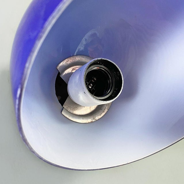 Italian antique set of three electric blue and white glass and sheet metal appliques, 1930s Charming set of three...