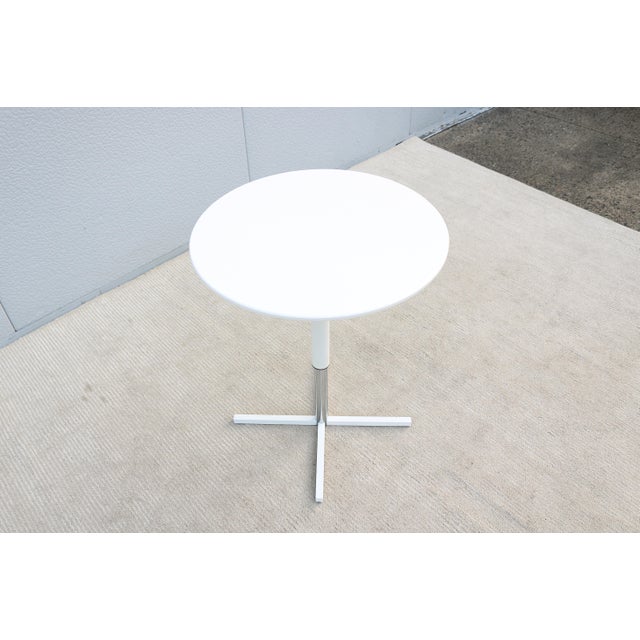 Modern Davis Furniture Height Adjustable White Round Occasional Side Table, New For Sale - Image 10 of 18