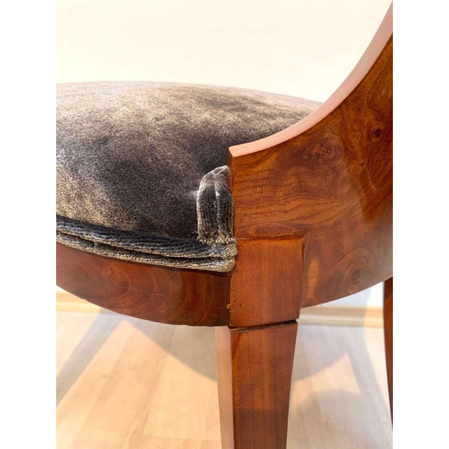 Biedermeier Ballon Chairs, Ash Veneer, Grey Velvet, Vienna, 1900, Set of 4 For Sale - Image 17 of 18