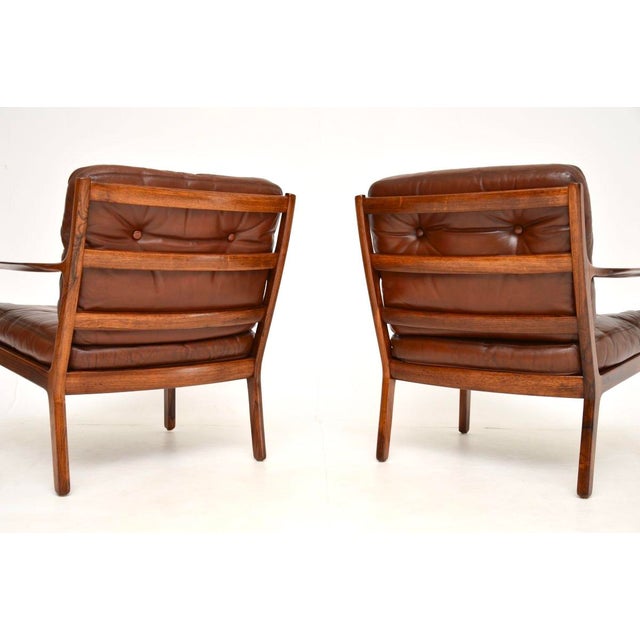 1960s Vintage Scandinavian Leather Armchairs from Frederik Kayser, 1960s, Set of 2 For Sale - Image 5 of 11