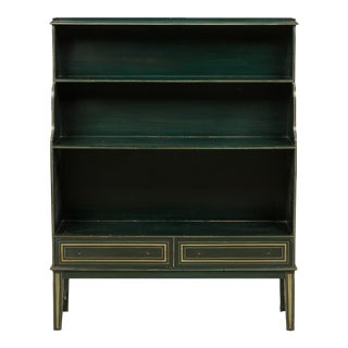 English Regency-Style Three Shelf Dark Green Painted Etagere / Bookshelf For Sale