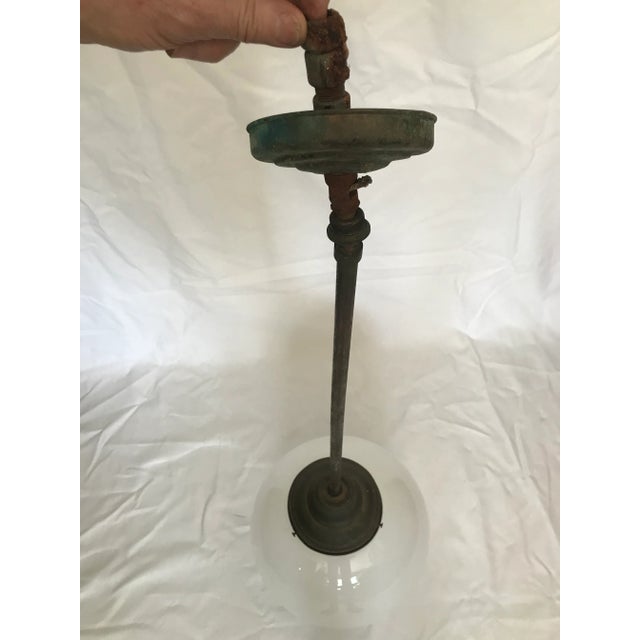 American Original 1920's School House Globe Light Fixture For Sale - Image 3 of 11