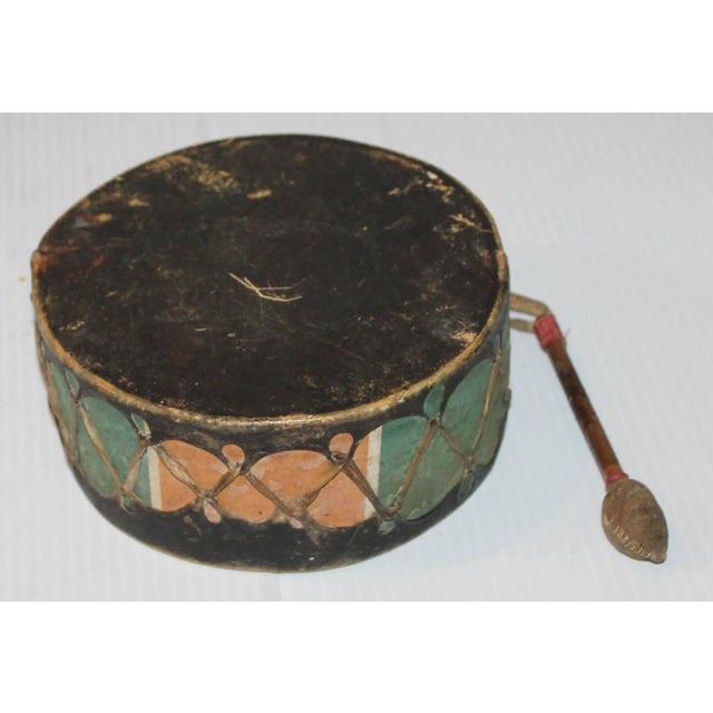 Mid 20th Century Mid 20th Century Pueblo Original Paint Decorated Drum For Sale - Image 5 of 7