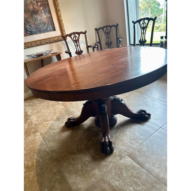 Traditional 18th Century Solid Mahogany Empire Extension Dining Table + 4 Leaves & Leaf Case (52”–96”) For Sale - Image 3 of 3