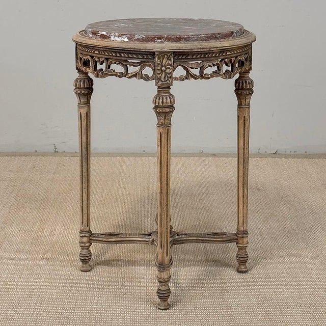 Antique French Louis XVI Stripped Marble Top Occasional Table For Sale - Image 11 of 18
