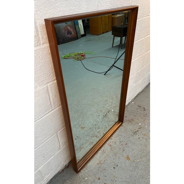 Mid-Century Modern Mid-Century Walnut Framed Wall Mirror For Sale - Image 3 of 6