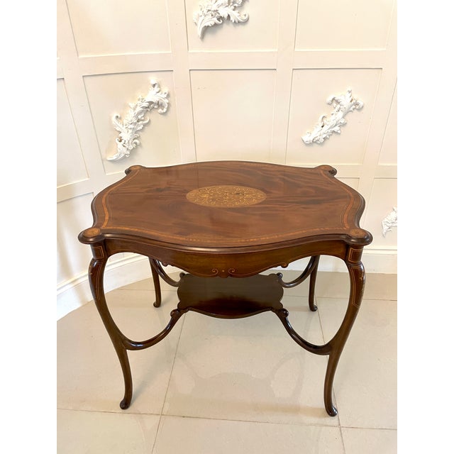 Victorian Mahogany Inlaid Shaped Centre Table, 1880s For Sale - Image 13 of 13