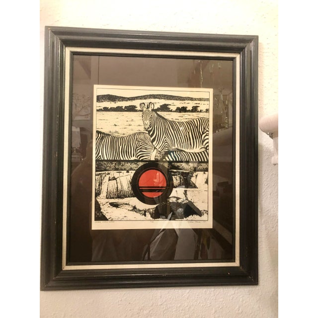 "Zebra, Circle, Water" Vintage 1970s Framed Print For Sale - Image 10 of 10