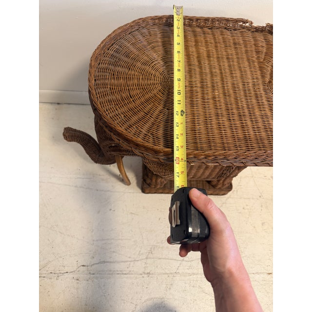 Vintage Wicker Elephant Tray Table Natural Finish For Sale - Image 4 of 12