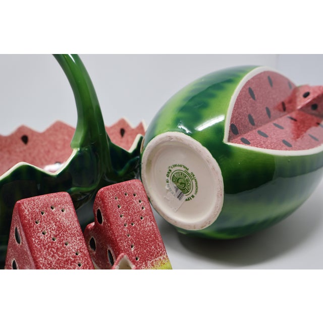 Vintage Strata Group “Ripe Watermelons” Sculptural Ceramic Pitcher & Basket Set, 5 Pieces For Sale - Image 13 of 18