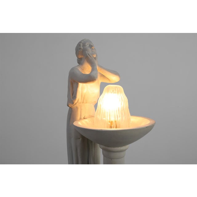 Art Deco Vichy Advertising Lamp in Plaster, Belgium, 1930s For Sale - Image 3 of 14