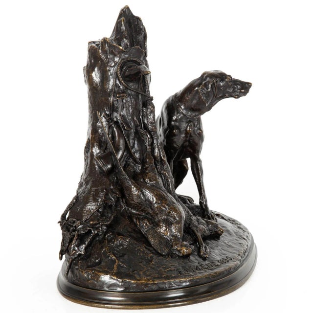 French 19th Century Bronze Sculpture “Gardant Du Gibier” by Pierre-Jules Mêne For Sale - Image 4 of 12