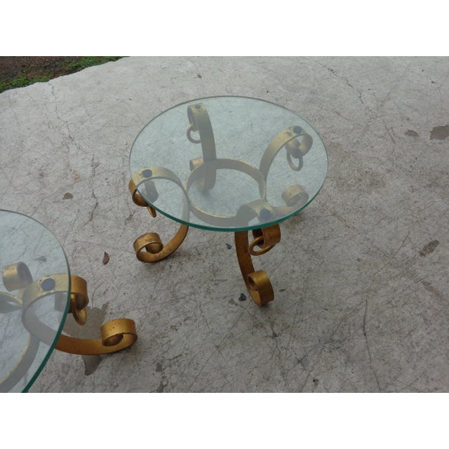 Italian Gilt Wrought Iron Side Tables - A Pair For Sale - Image 11 of 12