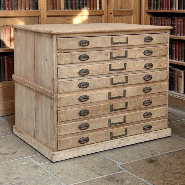 Antique French Stripped Pine Architect’s Map ~ Blueprint Cabinet was originally designed for the careful storage of...