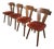Vintage Tyrolean Dining Chairs with Red Fabric Seats, 1970s, Set of 4 For Sale