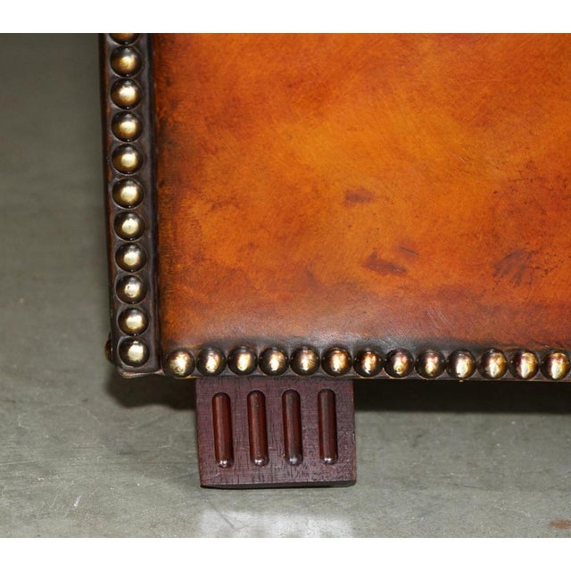 Animal Skin European King Bed Frame in Hand-Dyed Brown Leather from Ralph Lauren For Sale - Image 7 of 18