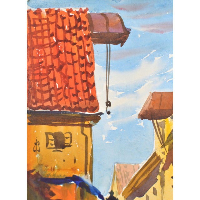 Janis Brekte, Town Street, 1956, Watercolor For Sale - Image 3 of 6