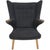 Hans Wegner Papa Bear chair with stool, upholstered in grey Hallingdal fabric, and with legs and armrests of oak. The...