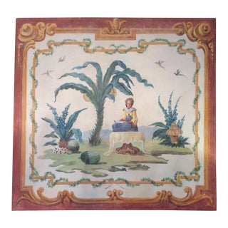 1950s Vintage Huge Hand-Painted Fresco Painting For Sale