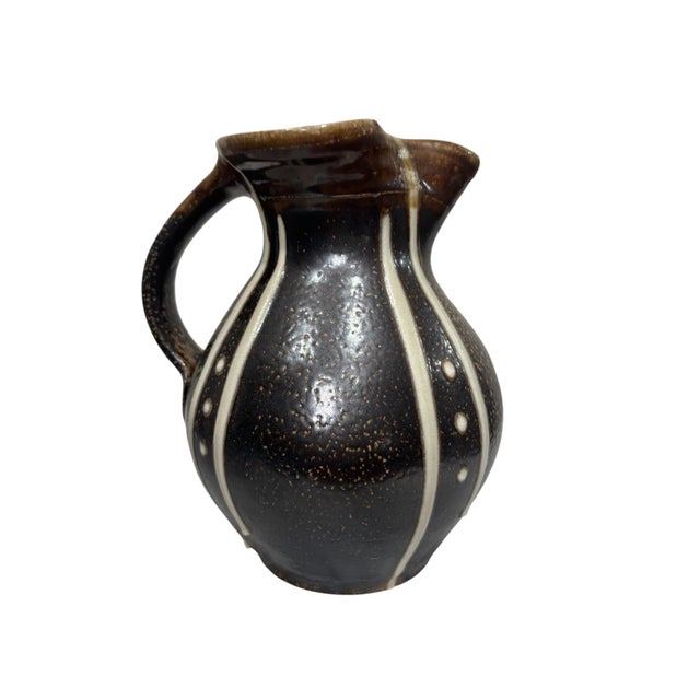 Farmhouse Mid 20th Century Pottery Pitcher Styled After Daniel Johnston. For Sale - Image 3 of 6