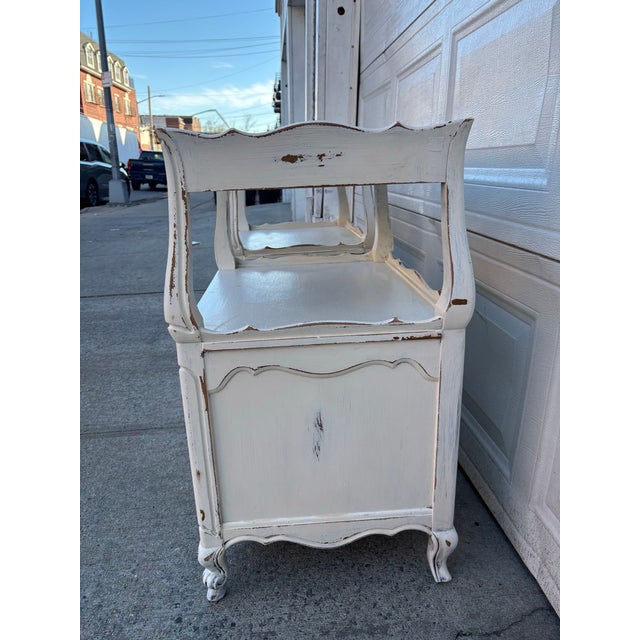 Mid 20th Century Vintage French Country Nightstands, Pair of Distressed White Bedside Cabinets With Wire Mesh Doors, Cottage Farmhouse Furniture, Shabby Chic For Sale - Image 5 of 12