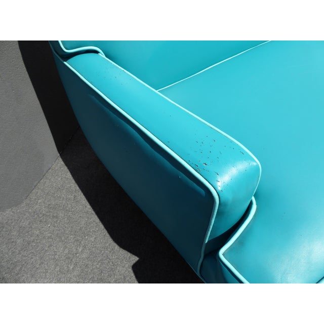 MidCentury Turquoise Vinyl Sofa Chairish