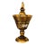 Antique Bohemian Amber Glass With Gold Enameled Compote VaseWith Cover For Sale