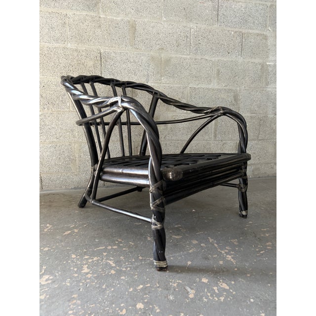 A Pair of Coastal Stylle Rattan Lounge Chairs by McGuire. Circa 1980s. For Sale - Image 10 of 18