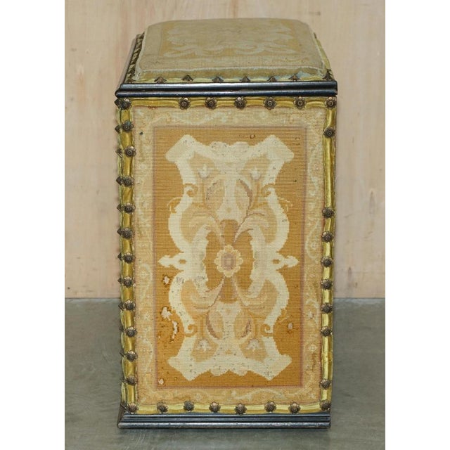 French Embroidered Upholstery Floral Linen Trunk, 1880s For Sale - Image 15 of 18
