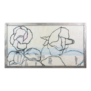 Signed Robert Bery Oil on Canvas Original Rectangle Painting Titled" Guns and Roses" For Sale