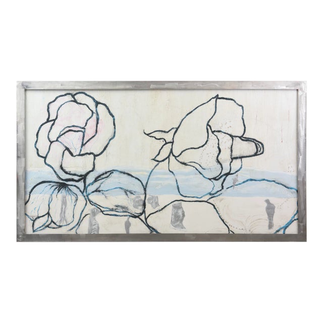 Signed Robert Bery Oil on Canvas Original Rectangle Painting Titled" Guns and Roses" For Sale