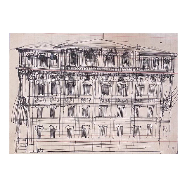 Gabriele Galantara, Architecture, Pen Drawing, 1910s For Sale