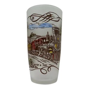 1950’s Currier and Ives Frosted Glassware Tumbler With Train