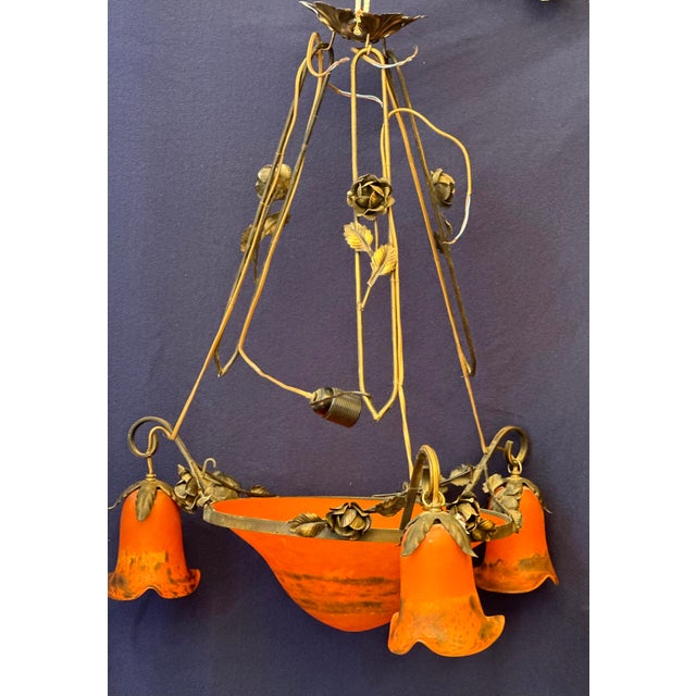 Art Deco French Ceiling Lamp by Muller Frères for Muller Frères, 1900 For Sale - Image 3 of 18