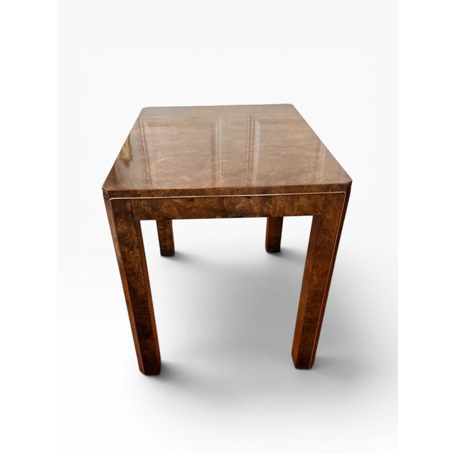 1980s Vintage Burl Wood Waterfall Side Table Purchased From e.j. Audi Manhattan For Sale - Image 5 of 10