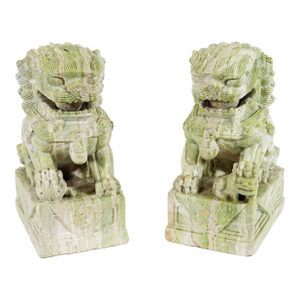 Chinese Carved Stone Foo Dogs, a Pair