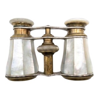 Exquisite Antique French Mother of Pearl & Brass Opera Glasses by C. Chevalier, Paris For Sale