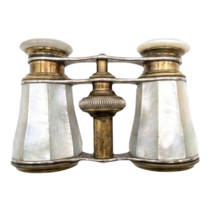 Exquisite Antique French Mother of Pearl & Brass Opera Glasses by C. Chevalier, Paris
