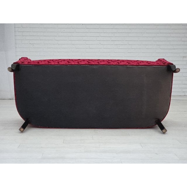 Danish 2-Seater Sofa in Cherry-Red Velour, 1950s For Sale - Image 17 of 18