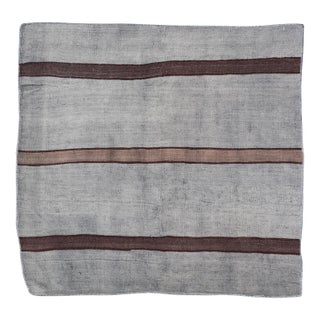 Vintage Turkish Kilim Rug in Gray With Dark Brown Horizontal Stripe 2'10 X 3'0 For Sale