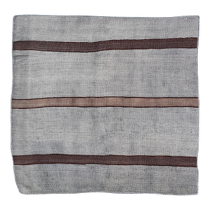 Vintage Turkish Kilim Rug in Gray With Dark Brown Horizontal Stripe 2'10 X 3'0