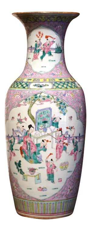 Early 20th Century Chinese Famille Rose Hand Painted Porcelain Vase