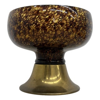 Italian Murano Glass with Brass Centerpiece Bowl, 1970s For Sale