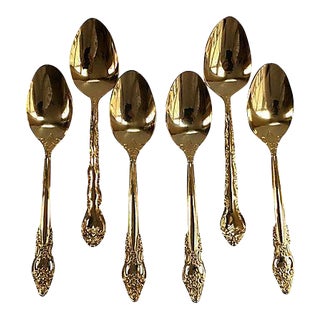 Vintage Baroque Style Gold Spoons - Set of 6 For Sale