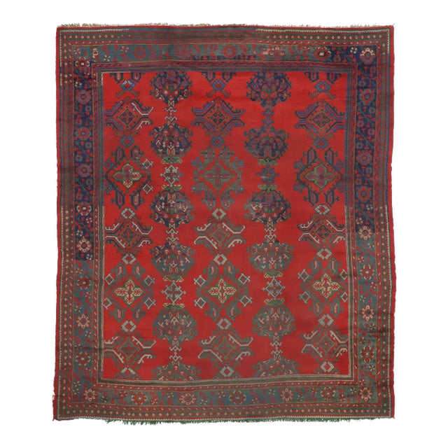 Antique Turkish Oushak Rug - 11'07 X 13'07 For Sale