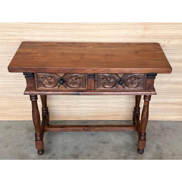Early 20th Century Spanish Carved Console Table with Turned Legs For Sale - Image 12 of 18