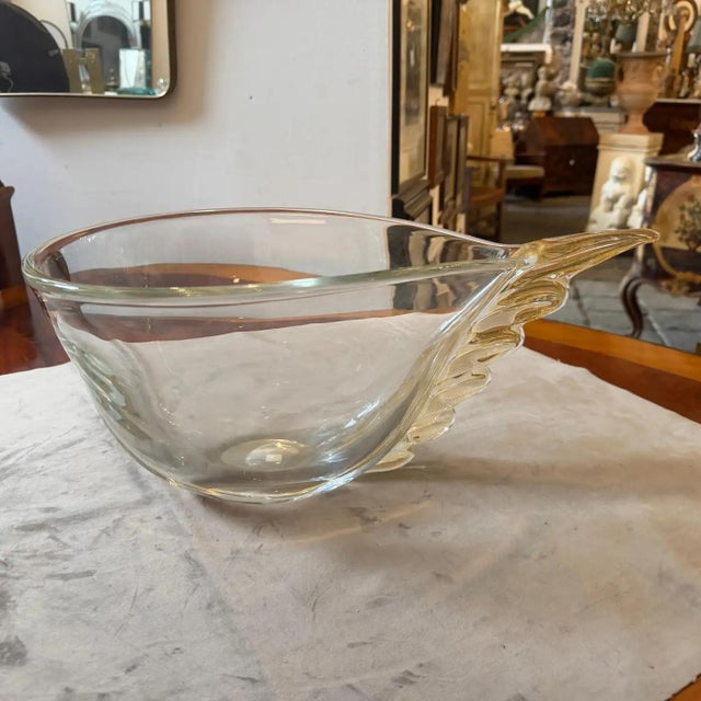 1990s Modern Christian Dior Clear and Gold Murano Glass Big Wing Centerpiece For Sale - Image 11 of 17