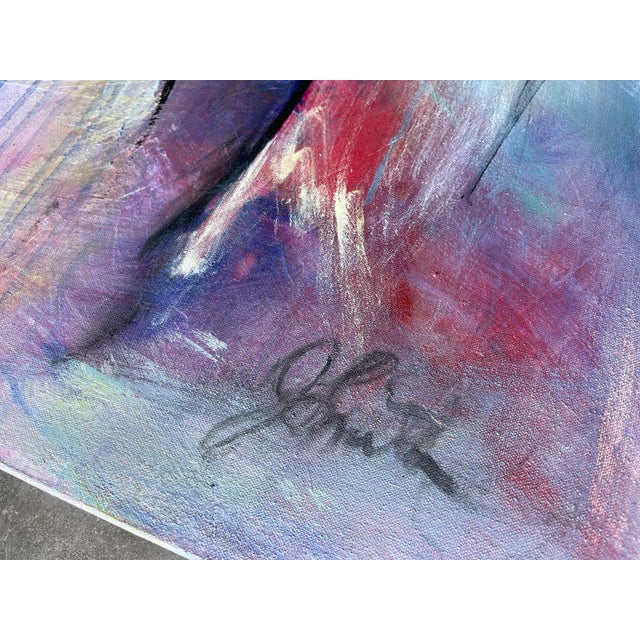 Large Contemporary Abstract Studio Painting on Canvas, 48x36 - Signed For Sale - Image 10 of 11