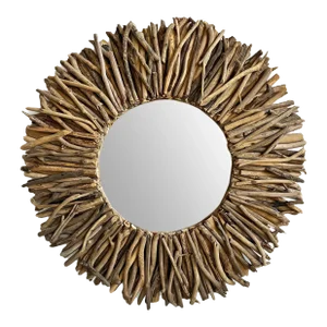 Vintage Round Driftwood Twig Wall Mirror